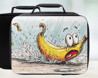 Banana Slipping Sliding Insulated Lunch Bag - Cartoon Art Lunchbox For Kids & Adults