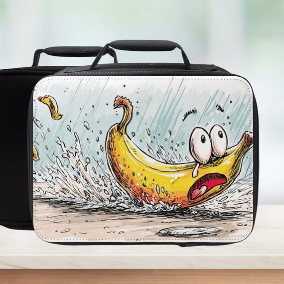 Banana Slipping Sliding Insulated Lunch Bag - Cartoon Art Lunchbox For Kids & Adults