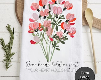 Floral Tea Towel – Mother's Day Gift, Kitchen Decor, 28" x 28"