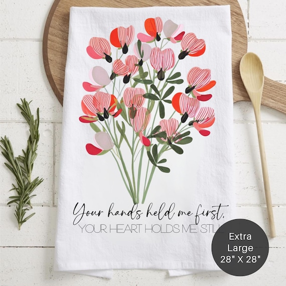 Floral Tea Towel – Mother's Day Gift, Kitchen Decor, 28" x 28"
