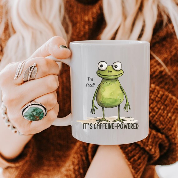 Funny Frog It's Caffeine Powered Mug - Morning Mood Sarcasm- Frog Lover Gift