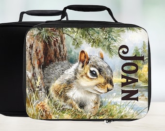Personalized Woodland Squirrel Insulated Lunch Bag – Custom Animal Lunchbox For Nature Lovers