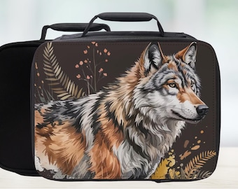 Woodland Wolf Insulated Lunch Bag - Meal Tote- Gift for Animal Lovers