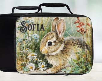 Bunny Garden Insulated Lunch Bag — Personalized Rabbit Lunchbox For Animal Lover