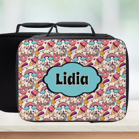 Unicorn Rainbow Sweets Insulated Lunch Bag - Trendy Personalized Lunchbox