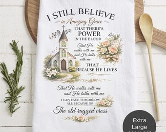 Grace Tea Towel – Christian Kitchen Decor, Extra Large