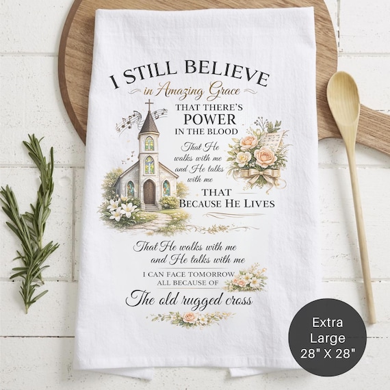 Grace Tea Towel – Christian Kitchen Decor, Extra Large