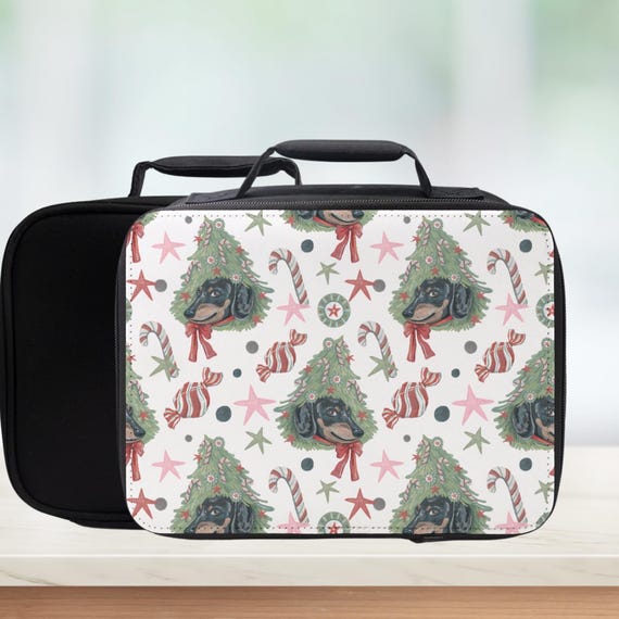 Christmas Dachshund Pattern Insulated Lunch Bag Box - Adult Meal Tote