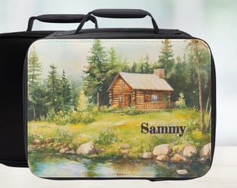 Custom Cabin By The Lake Insulated Lunch Bag - Wilderness Lunchbox For Nature Lovers