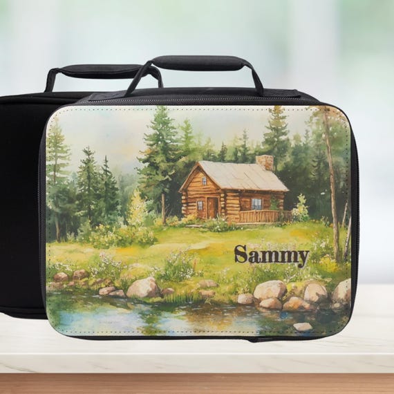 Custom Cabin By The Lake Insulated Lunch Bag - Wilderness Lunchbox For Nature Lovers
