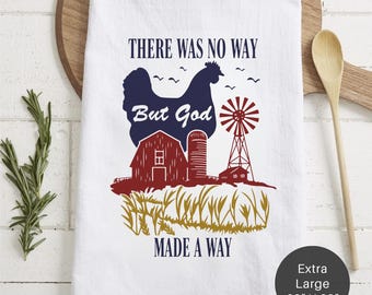 Chicken God Made A Way Extra Large Tea Towel (Flour Sack) - New Beginnings Gift
