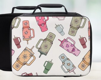 Cute Trendy Cup Insulated Lunch Bag - Colorful Lunchbox for Women