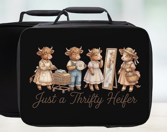 Thrifty Heifer Insulated Lunch Bag - Vintage Highland Cow Lunchbox