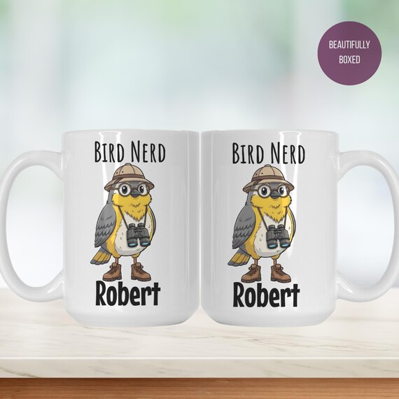 Personalized Bird Nerd Mug Deluxe 15oz. - Avian Gift