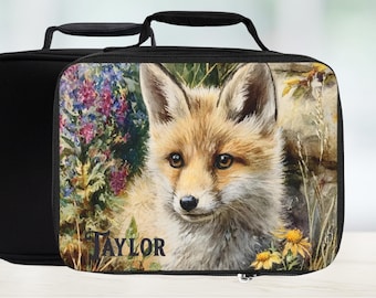Custom Fox Lunch Bag — Personalized Woodland Animal Lunchbox