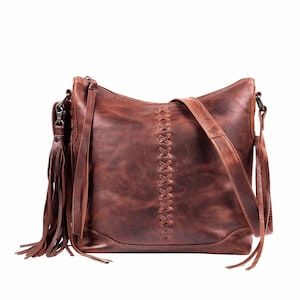 Concealed Carry Purse Blake Leather Crossbody by Lady Conceal - Locking Zippers - Universal Holster