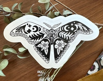 Moon Crescent Moth Butterfly Sticker Eco Friendly Sustainable Bottle Laptop