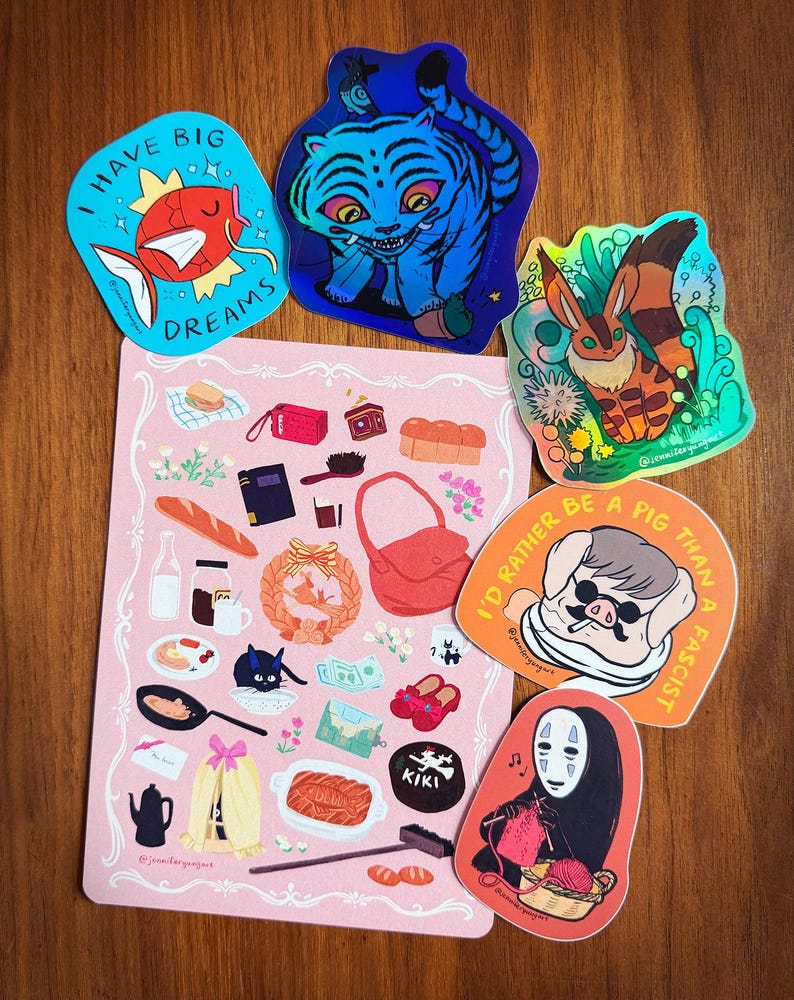 Servizio di consegna Jiji Cat Foodie Articoli Ragazza Femminile Ghibli Set di adesivi Cartolina Stampa artistica immagine 9