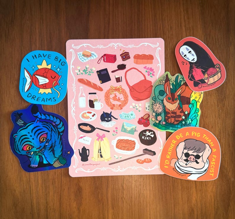 Servizio di consegna Jiji Cat Foodie Articoli Ragazza Femminile Ghibli Set di adesivi Cartolina Stampa artistica immagine 10