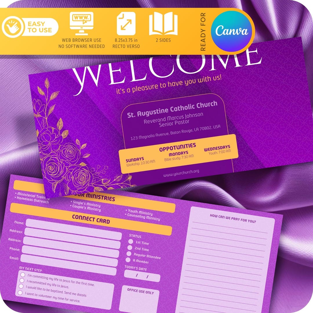 Church First Timer Card Editable Church Welcome Card Template, Connect QR Code (canva) - Etsy
