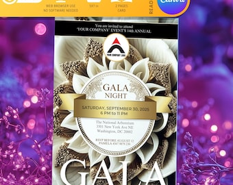 Elegant Gala Invitation Template, Corporate Event, Anniversary (MADE FOR Canva)