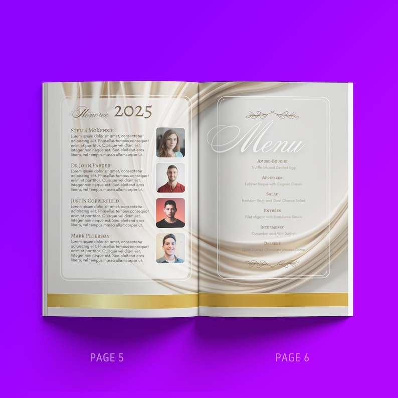 Customizable Anniversary Gala Program Template | Luxury Cream Drape ...
