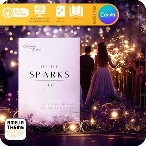 Modèle d'affiche de mariage Sparkler Send Off, *[Thème AMELIA]* Carte postale élégante et minimaliste, modifiable, personnalisable, moderne à faire soi-même - MADE for Canva