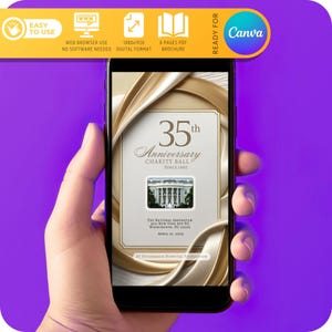 Customizable Digital Anniversary Gala Program Template | Cream | Fundraiser Event, 8 Pages, 1080x1920 px for Mobile Phone - MADE FOR Canva
