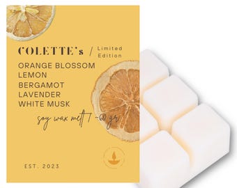 Wachs Melt Sommer Edition - Sonnencreme Duft | Limitierte Sojawachs Melts 60g | Handgegossen | Orangenblüte, Zitrone, Bergamotte, Lavendel