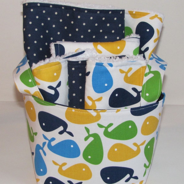 Ready To Ship-Baby Boy Gift Set- Urban Zoologie Whales-7 pcs.