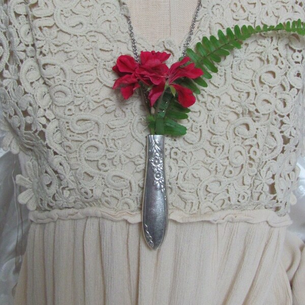 Beautiful Wearable Silver Flower Bud Vase Necklace Pendant // Many others to choose from!