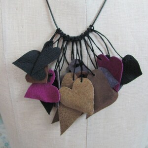 Beautiful Suede Leather Hearts Choker Necklace Adjustable - Much more leather jewelery to choose from in my shops!