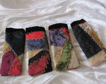 Beautiful Antique Silk Crazy Quilt Eye Glasses Case Pouch // Your Choice // Early or 19th Century Hand Stitched