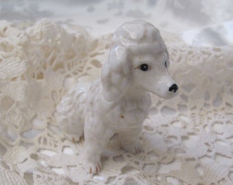 Solid White Large Poodle Dog Figurine // Ceramic Porcelain Home Decor Figurine Gift