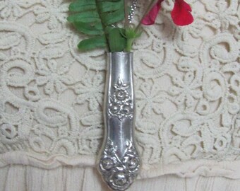 Beautiful Wearable Silver Flower Bud Vase Necklace Pendant Rare Pattern //  Gift Idea Unique Handmade // Many others to choose from