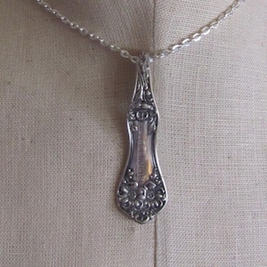 Pendant Necklace Silverware Silver Chain or Key Chain Fob Keychain Purse charm // Stamped Hotel English Antique Vintage Flatware