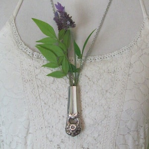 Beautiful Wearable Silver Flower Bud Vase Necklace Pendant Gift Idea Unique Handmade Silver Plate Flatware - Many more to choose from!