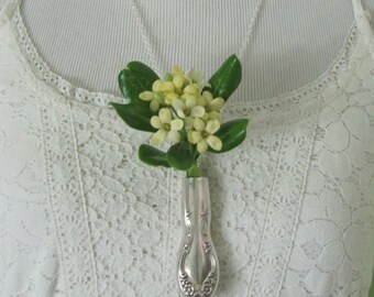 Beautiful Wearable Silver Flower Bud Vase Necklace Pendant // Gift Idea Unique Handmade - Many to choose from in my shop!!