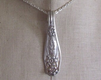 Pendant Necklace Silverware Silver Chain or Leather Cord or Key Chain (12B)