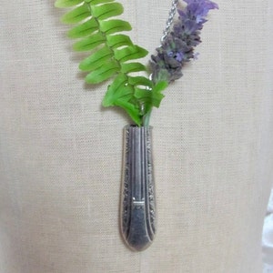 Beautiful Wearable Silver Flower Bud Vase Necklace Pendant Vintage Antique // Many others to chose from in my shop