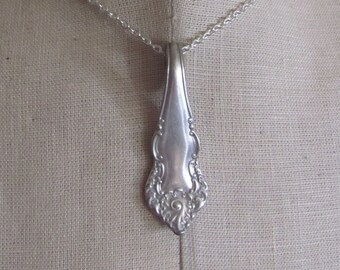 Pendant Necklace Silverware Silver Chain or Leather Cord or Key Chain (13B)