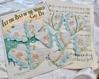 Antique Embroidered Linen Heart // Your Choice - Brooch Lapel Pin or Pendant for Necklace or Magnet or Sew on Patch // *choose one*