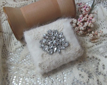 Antique Lace Cuff Bracelet Beautifully Handmade OOAK // Assemblage Embellished Fabric Textile Rhinestone Brooch Buttons