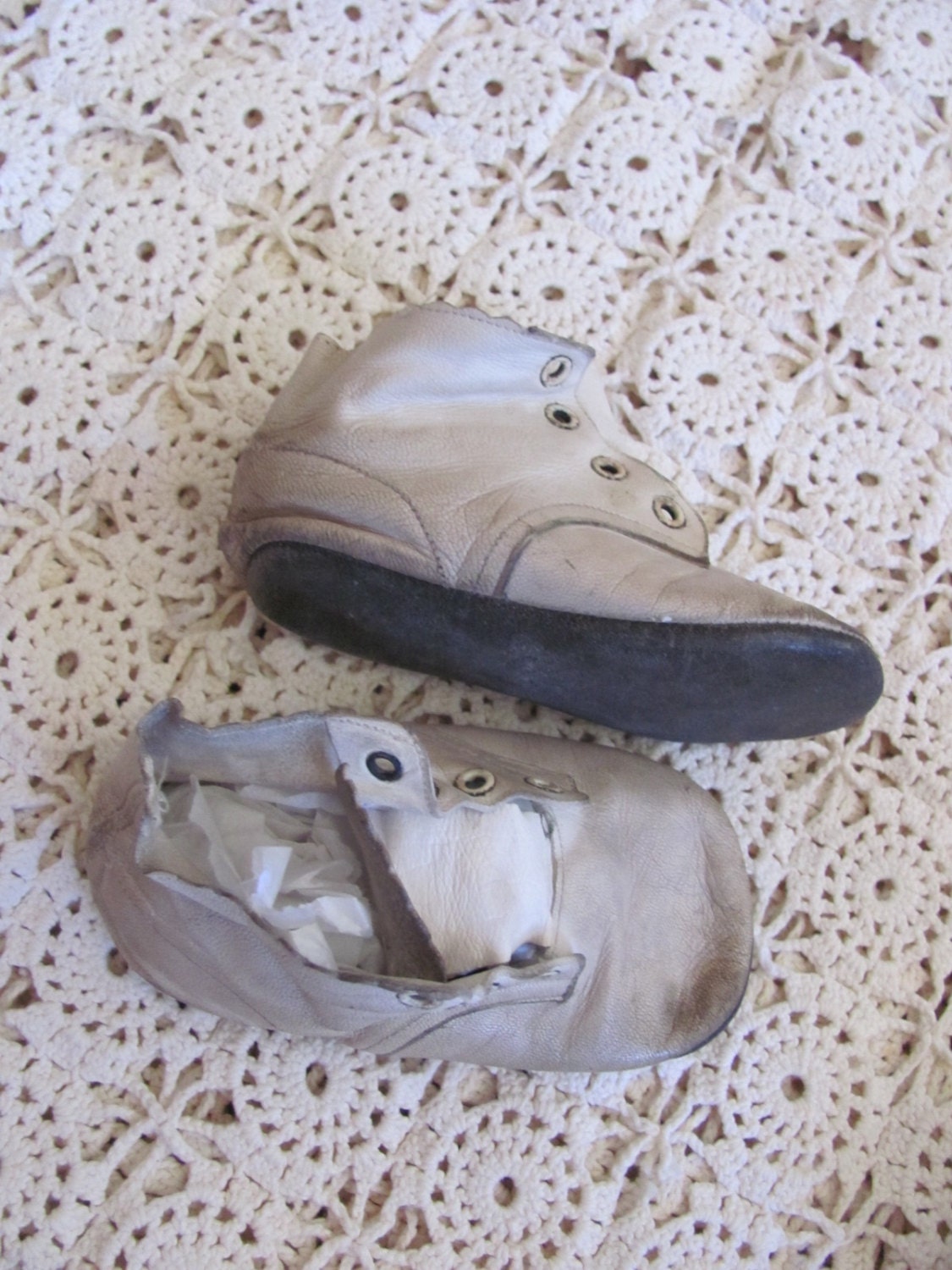Shoes Antique White Leather Infant Child Shoes Boots Booties | Etsy