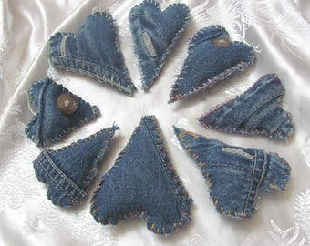 Beautiful Vintage Denim Stuffed Heart // Your Choice - Brooch Lapel Pin or Pendant Necklace or Magnet Handmade - more in my shop!
