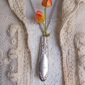 Beautiful Wearable Silver Flower Bud Vase Necklace Pendant // Unique Gift Idea // Many others to choose from in my shop!