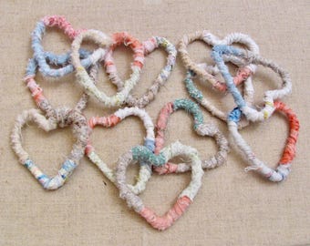 Cute Little Fabric Wrapped Mini Hearts Handmade OOAK 3" - your choice how many