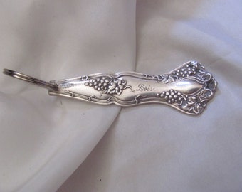 Key Fob Antique Ornate Silver Plate Silverware Key Chain (05C) Monogrammed Lois