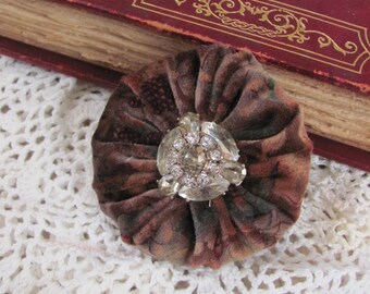 Beautiful Velvet Brooch Lapel Pin or Pendant or Clip or Barrette or Button Cover // Handmade Vintage Antique // Many others in my shop