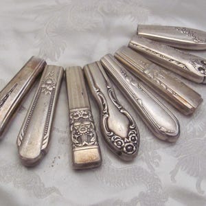 Silverware Flower Bud Vase Magnet or Lapel Pin or Pendant  // Made from Old Silver Plate Hollow Handle Knives // Many to choose from!!